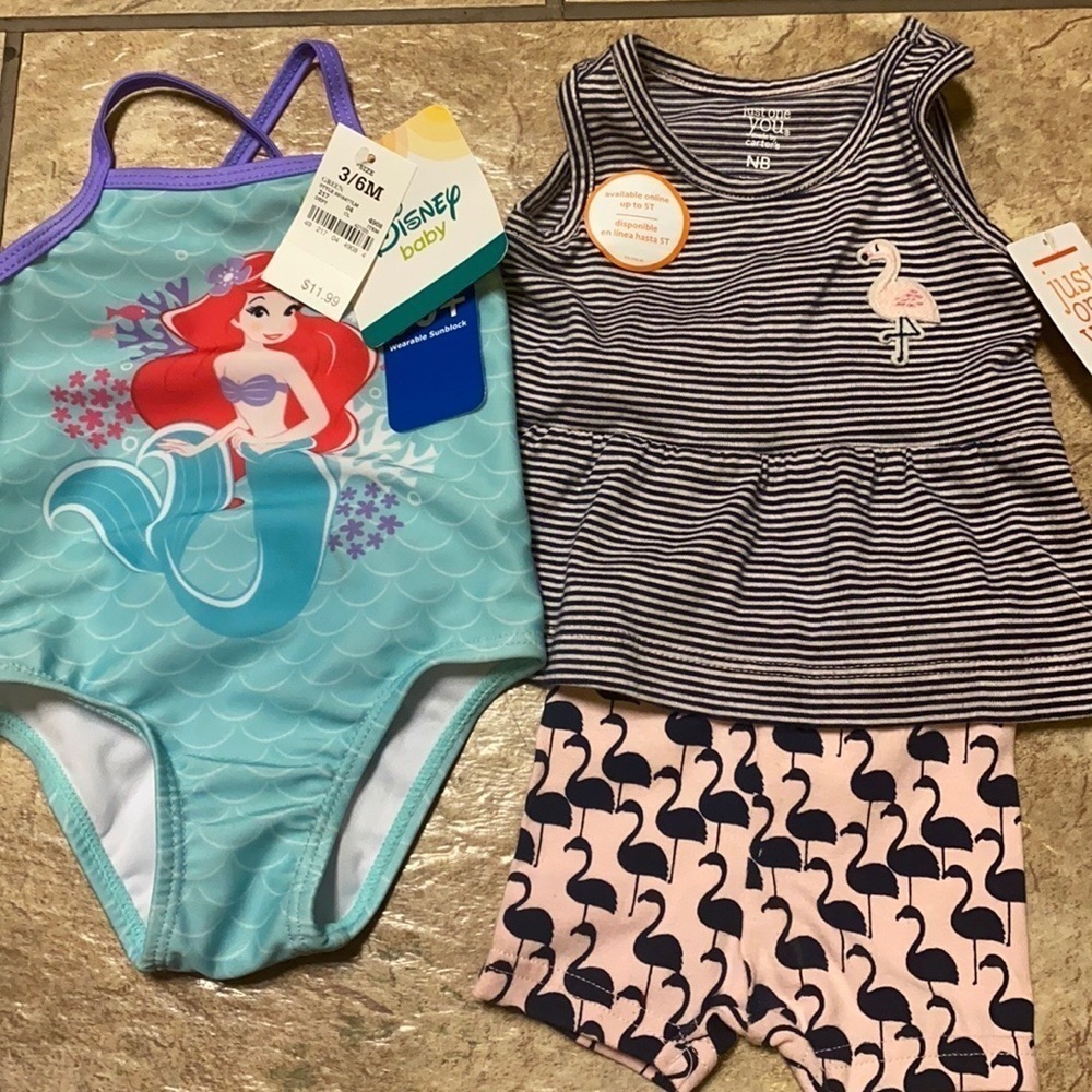 Little Mermaid Newborn & 3-6 month Swimming / Summer Bundle Infant Resort
